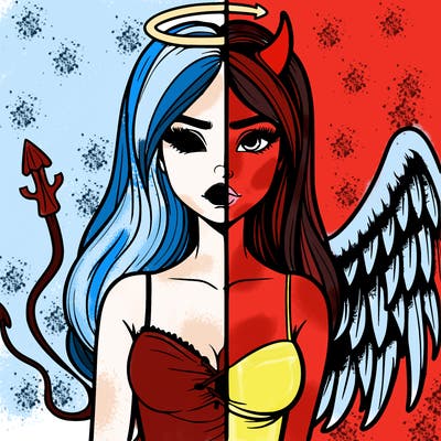 devil vs angel realistic girl
