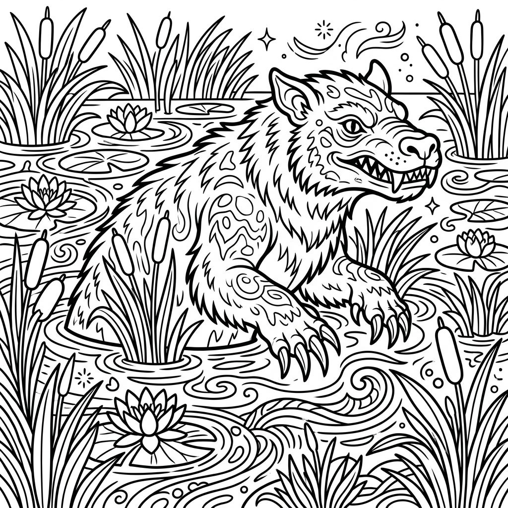 Bunyip Coloring Page - Free Printable Mythical Creature — Color Pop