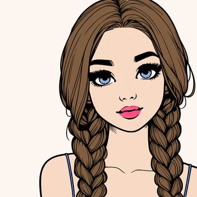 realistic girl with braids