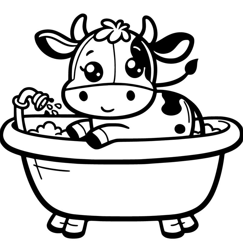 cow in a bathtub