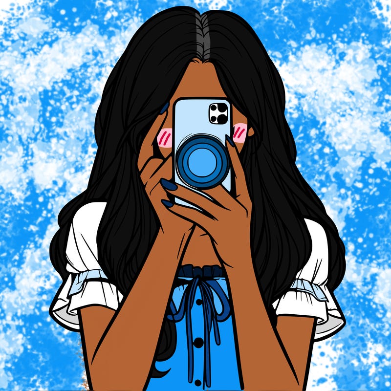 a realistic girl holding her phone taking pictures