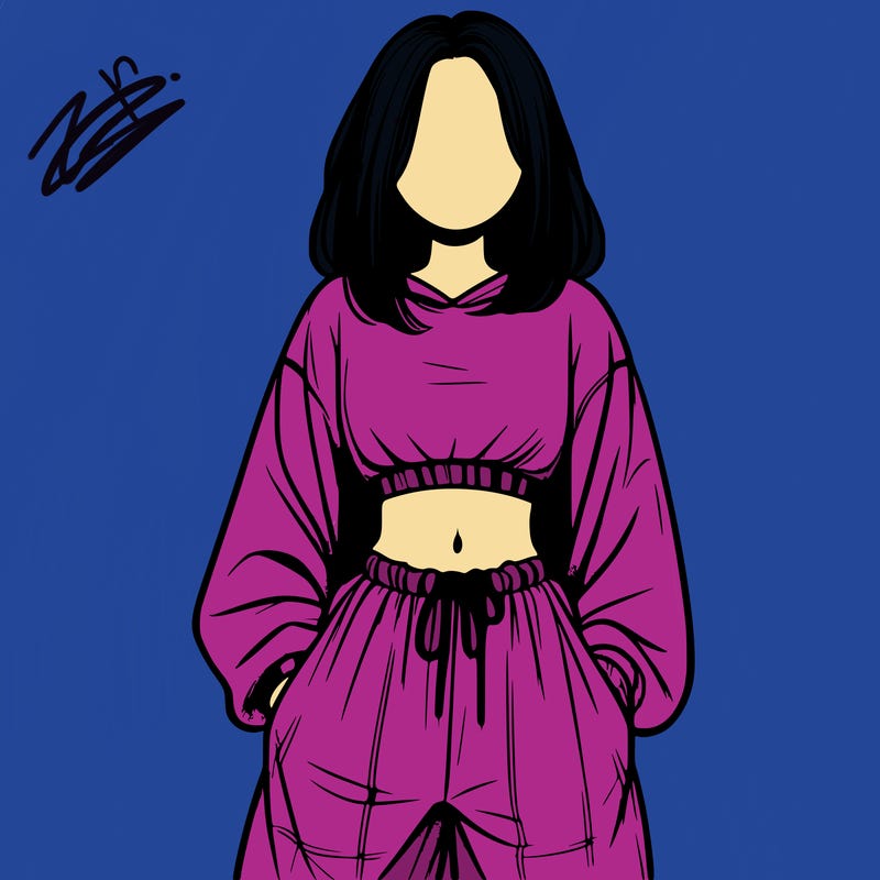 realistic girl faceless with baggy pants and a crop top