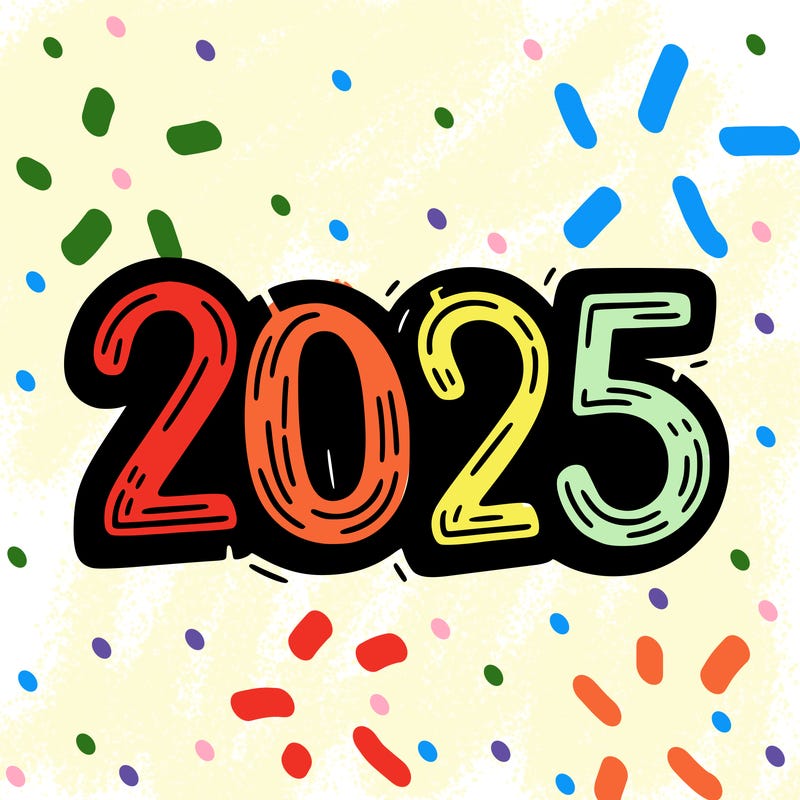 one line scrawled numbers sketch design “2025”