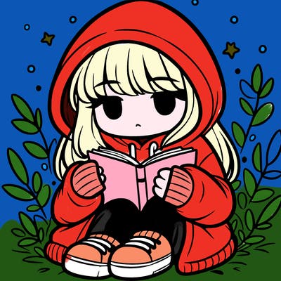 girl in oversized hoodie reading a book