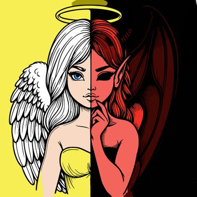 realistic angel half demon