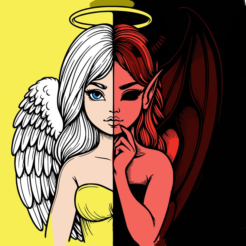 realistic angel half demon