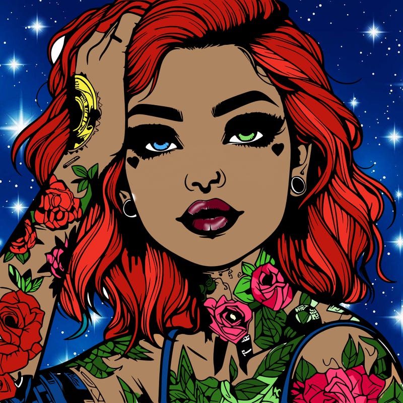 realistic girl with tattoos all over