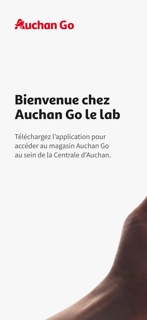Auchan Go Le Lab (HQ) - Welcome screen of the Auchan Go Le Lab mobile application