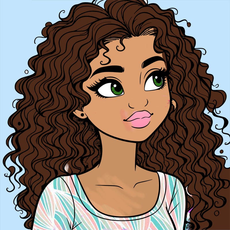realistic girl with curly hair