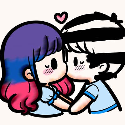 a girl and a boy kissing