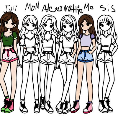 a group of girls wearing crop tops and shorts