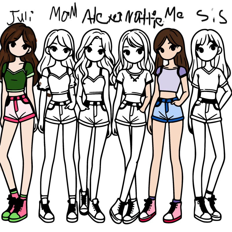 a group of girls wearing crop tops and shorts