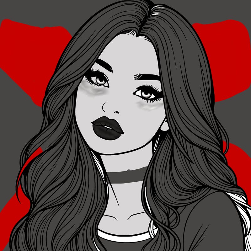 realistic girl with hair on her hair and lips