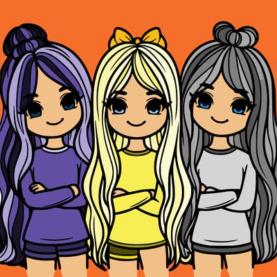 three best friends that are girls with long hair