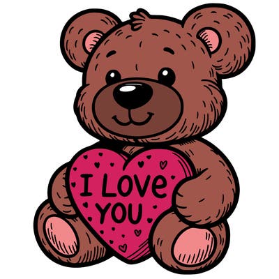teddy bear holding an i love you heart