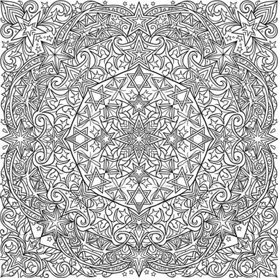 Dive into the mesmerizing world of geometric art with this stunning star mandala coloring page. Its intricate patterns and radiating star designs offer a deeply satisfying and relaxing coloring experience.