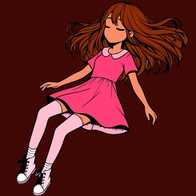 realistic girl floating