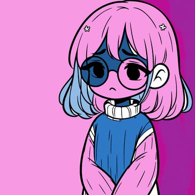 sad girl with glasses in a sweater