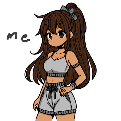 anime girl wearing crop top