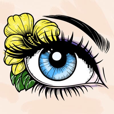 realistic eye with flower