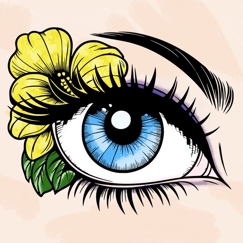 realistic eye with flower