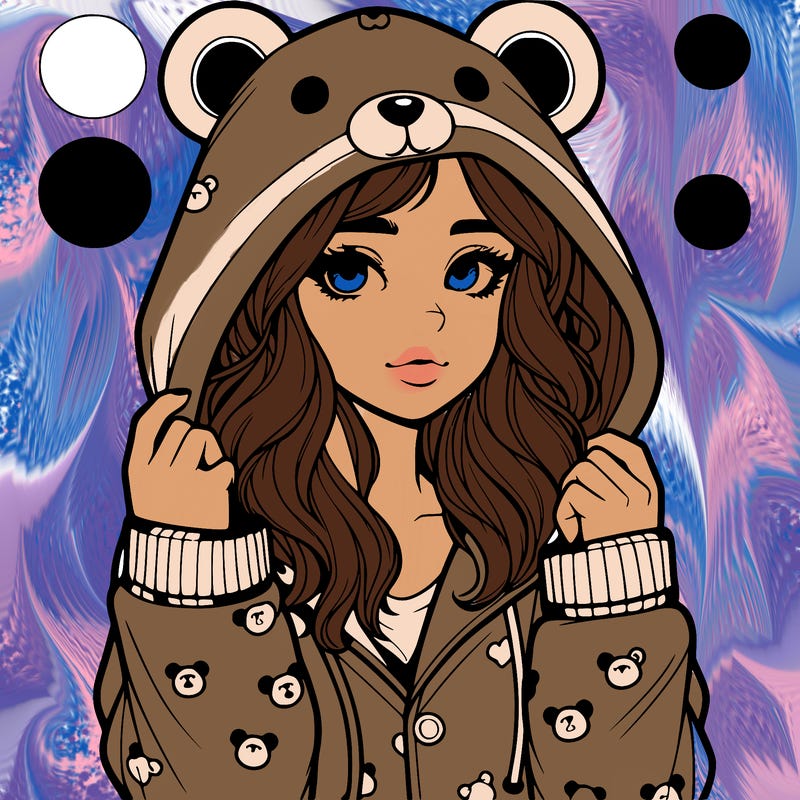realistic girl in a animal pjs hoodie
