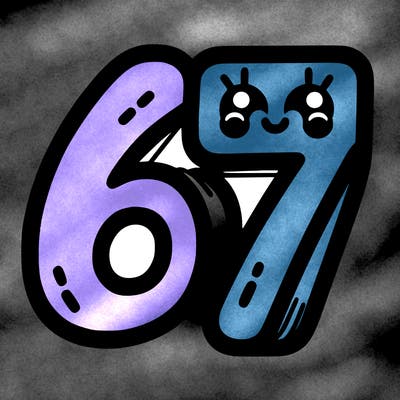 the numbers 67