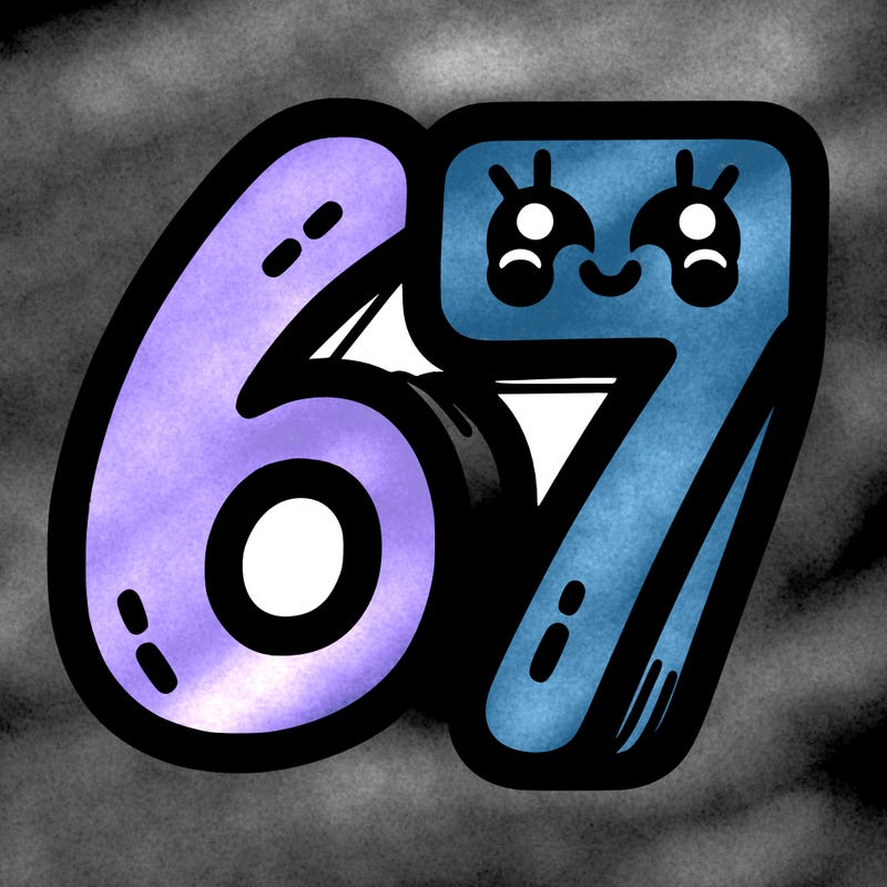 the numbers 67