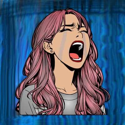 screaming realistic, girl