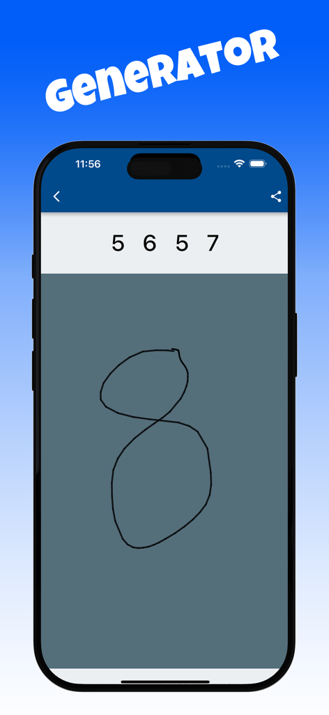 A mobile screen showing a number generator for Singapore 4D lottery with a hand-drawn digit 8