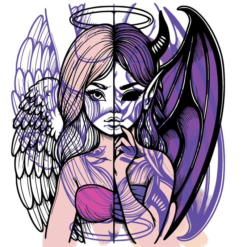 realistic angel half demon