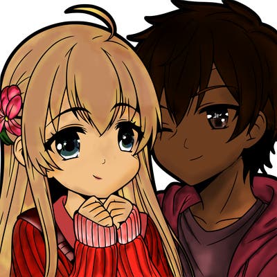 anime girl and boy in love