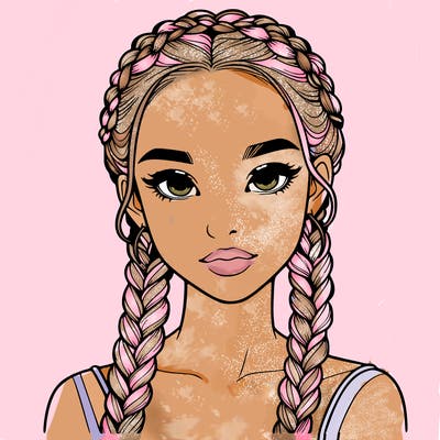 realistic girl with braids