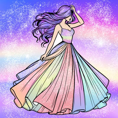 realistic woman with dress flowing in the wind