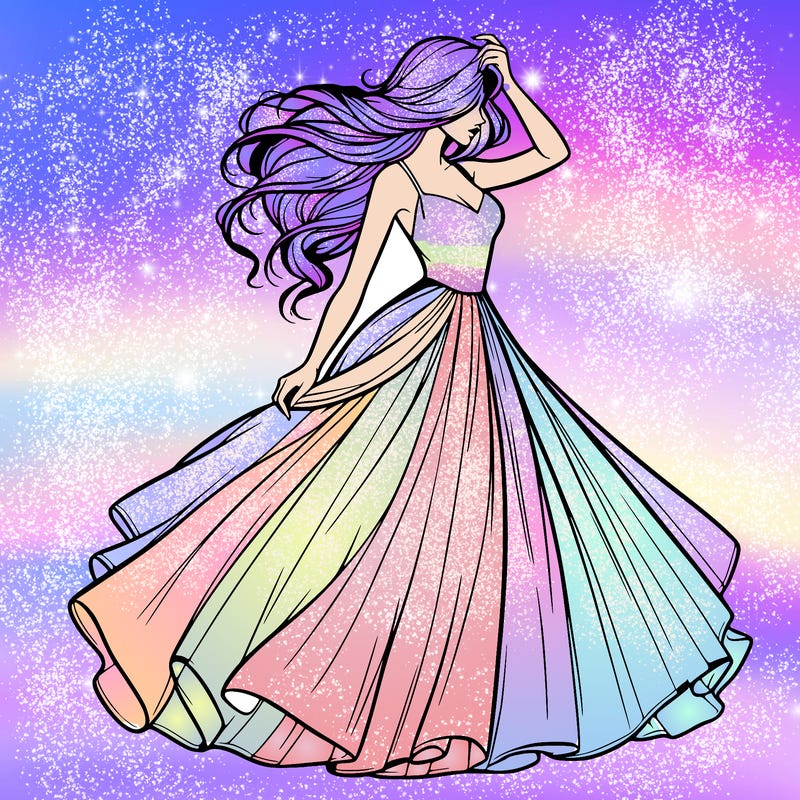 realistic woman with dress flowing in the wind