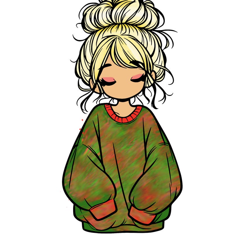 girl with baggy sweatshirt and messy bun