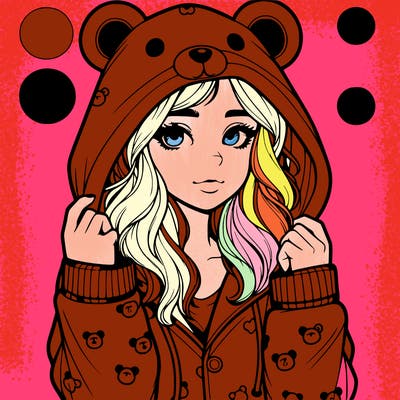 realistic girl in a animal pjs hoodie