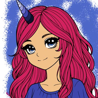 realistic girl with unicorn horn