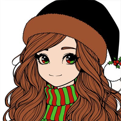 realistic girl with christmas hat