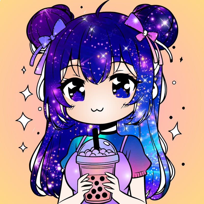 anime girl bubble tea