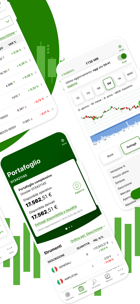 Trading+ - Trading plusモバイルアプリのインターフェイス。ポートフォリオと市場データが表示されています。