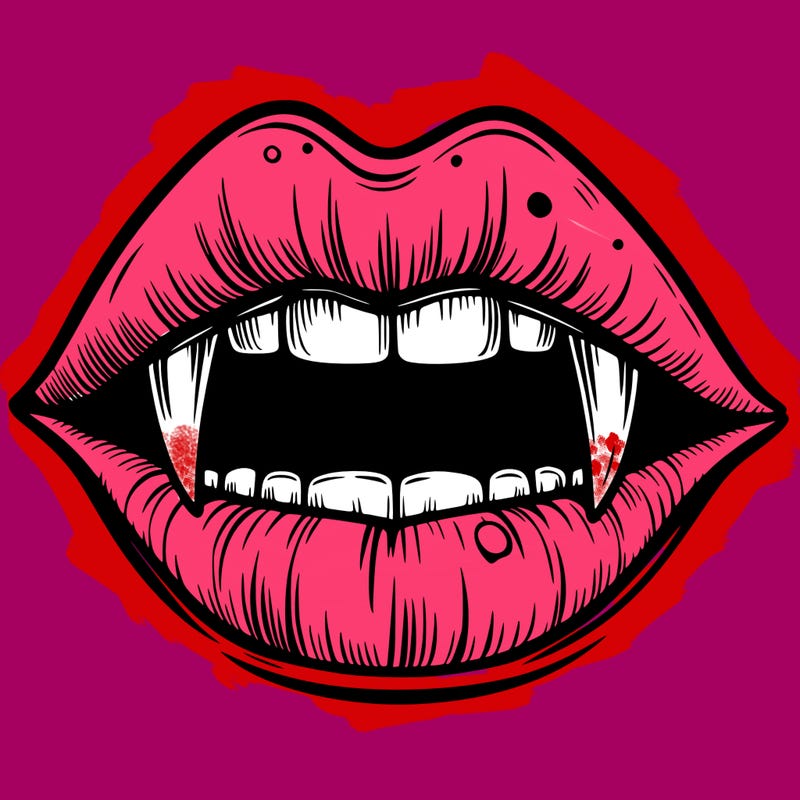 lips with vampire teeth
