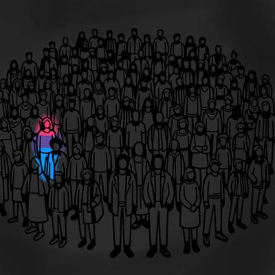 people in a big group