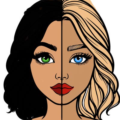 realistic girl split half