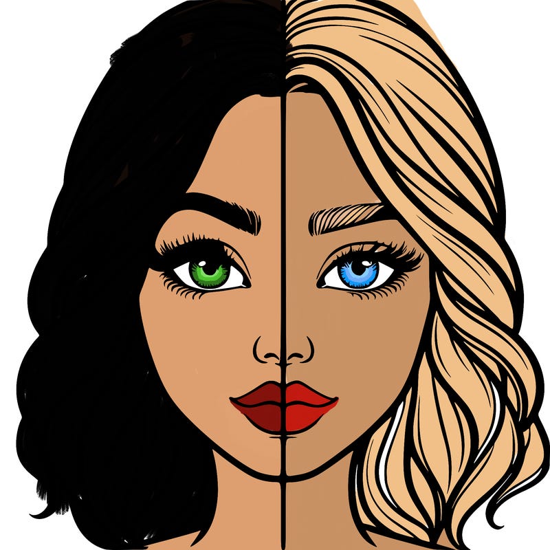 realistic girl split half