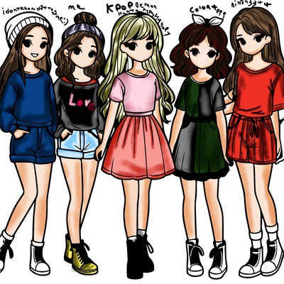 a group of five girls