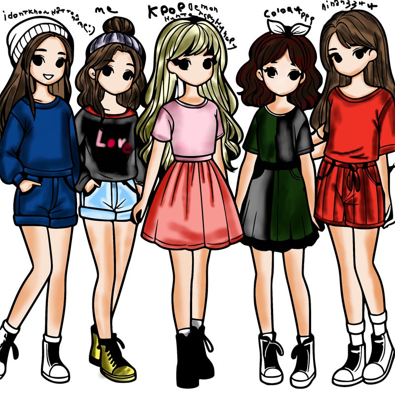 a group of five girls