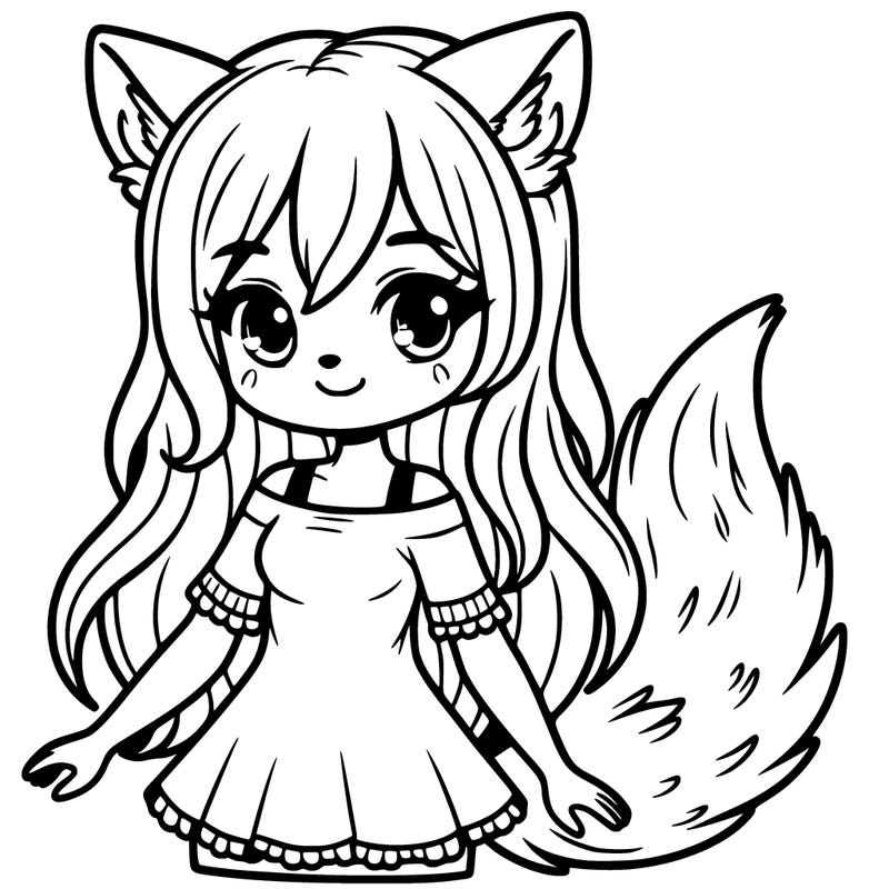girl with wolf ears and tail