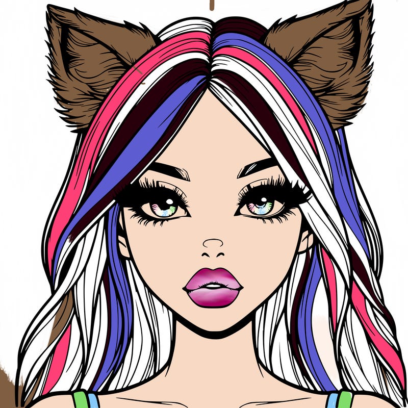 realistic girl with fox ears and realistic lips