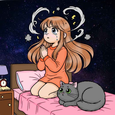 girl sitting on her bed praying because she's overwhelmed by negative thoughts